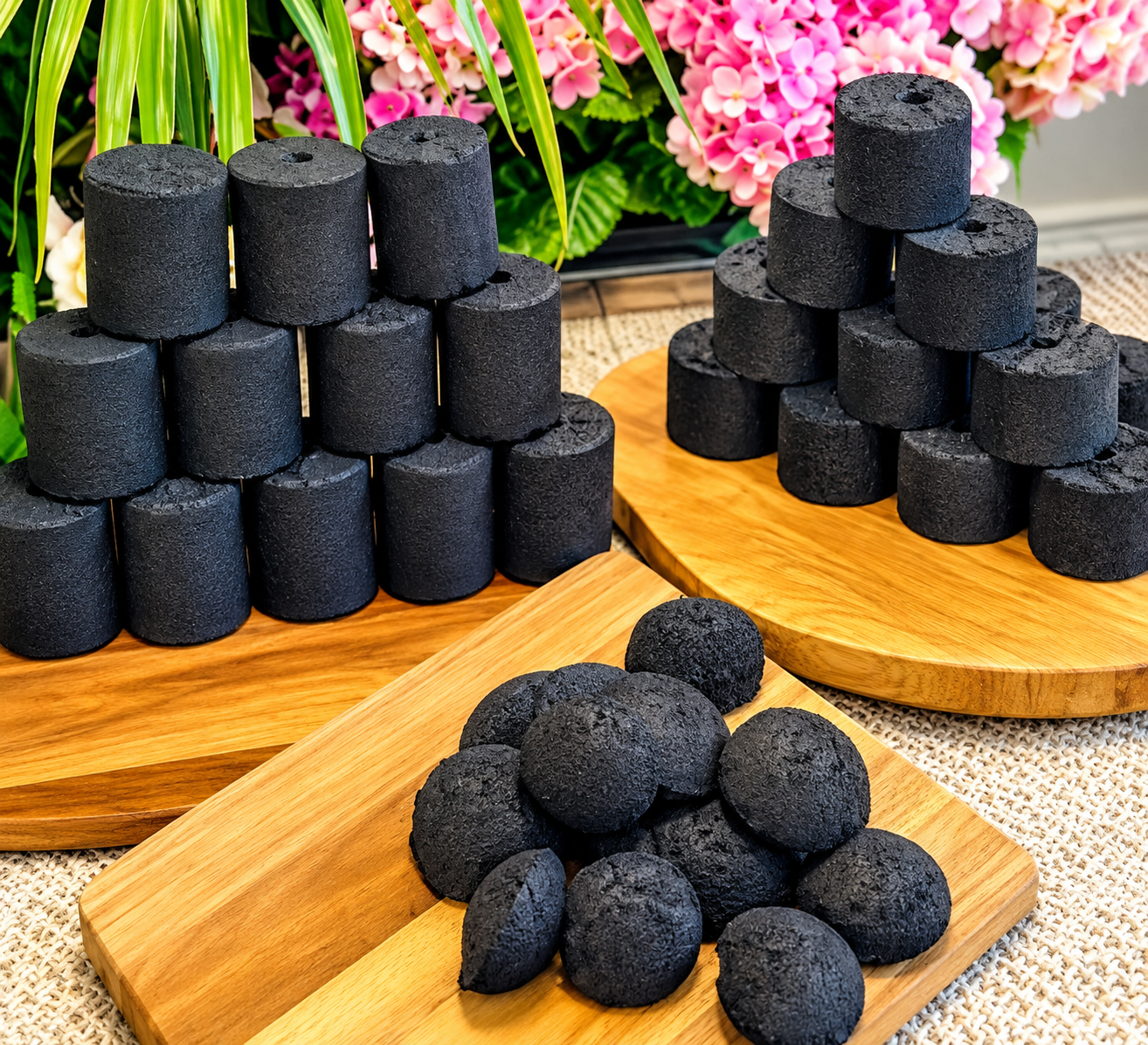 Coconut shell briquettes